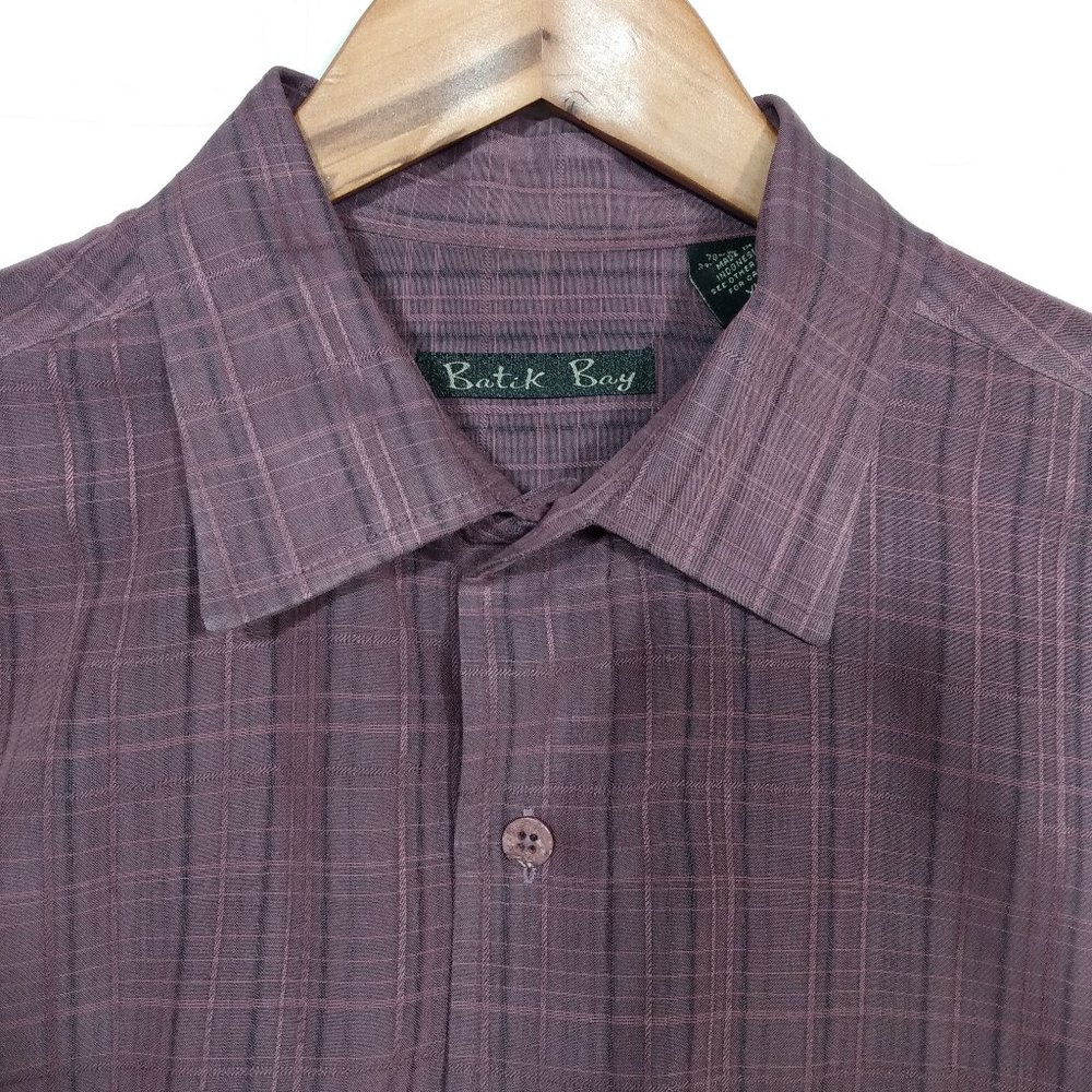 Batik Bay burgundy men's long sleeve button shirt XL - Picture 3 of 9